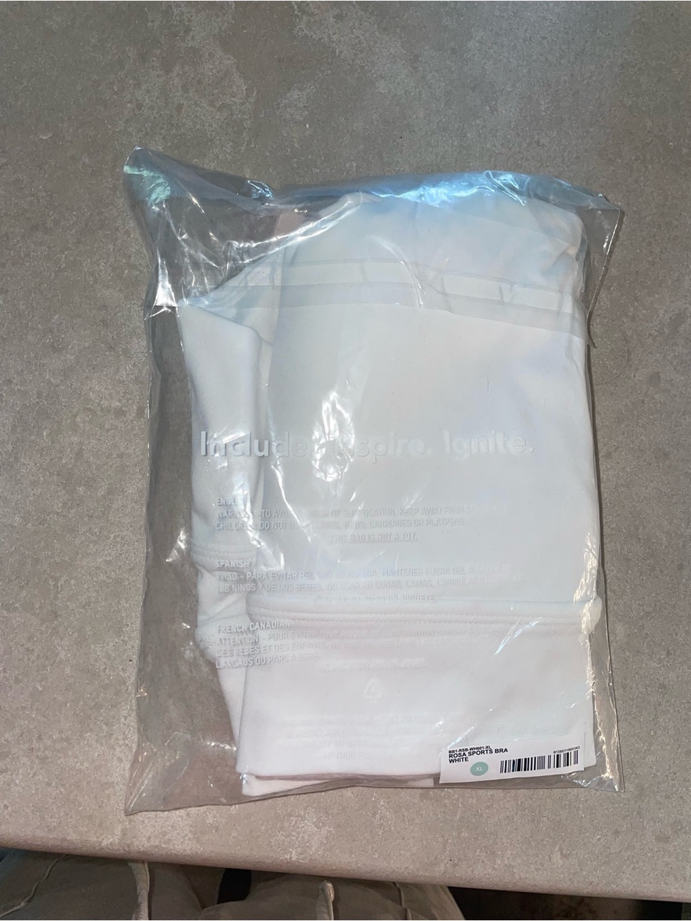 BuffBunny White Sports Bra - Packaged